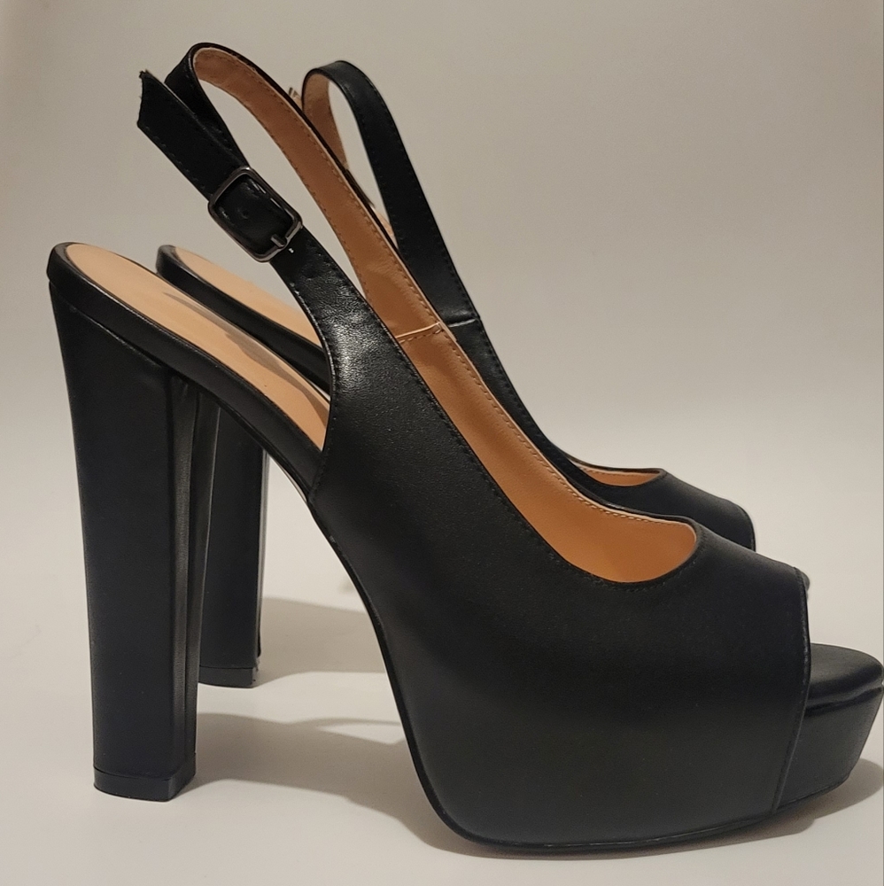 Black Sling back Platform Heels